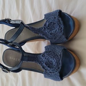 Boho Bakers Crocheted Denim Blue Platform Espedrille Size 6.5